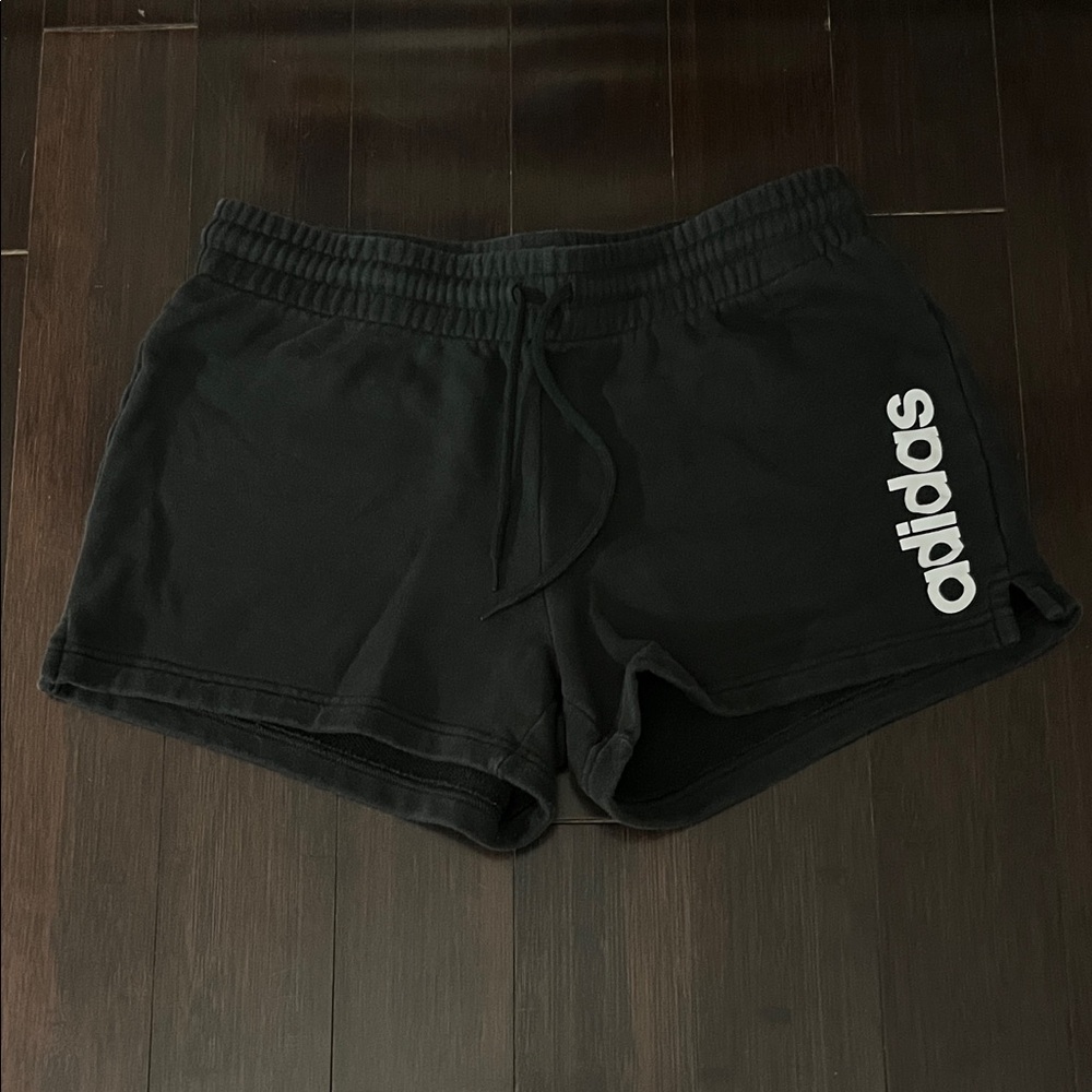 adidas Black Women's Athletic Lounge Shorts with White Logo